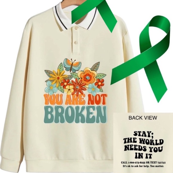 You are not broken mental health graphic pullover sweatshirt oversized XXL - Picture 1 of 11